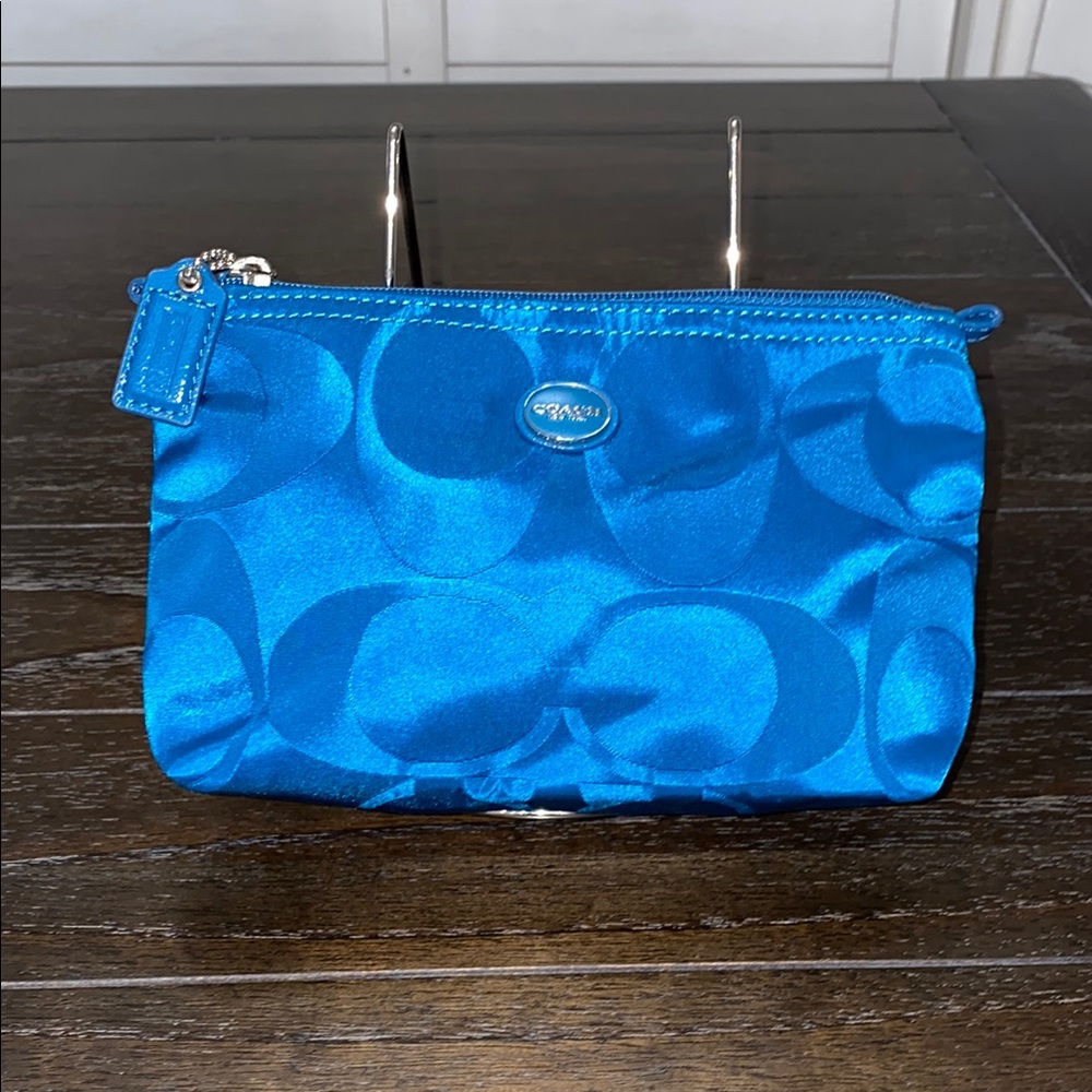 Coach Blue Satin Cosmetic Case